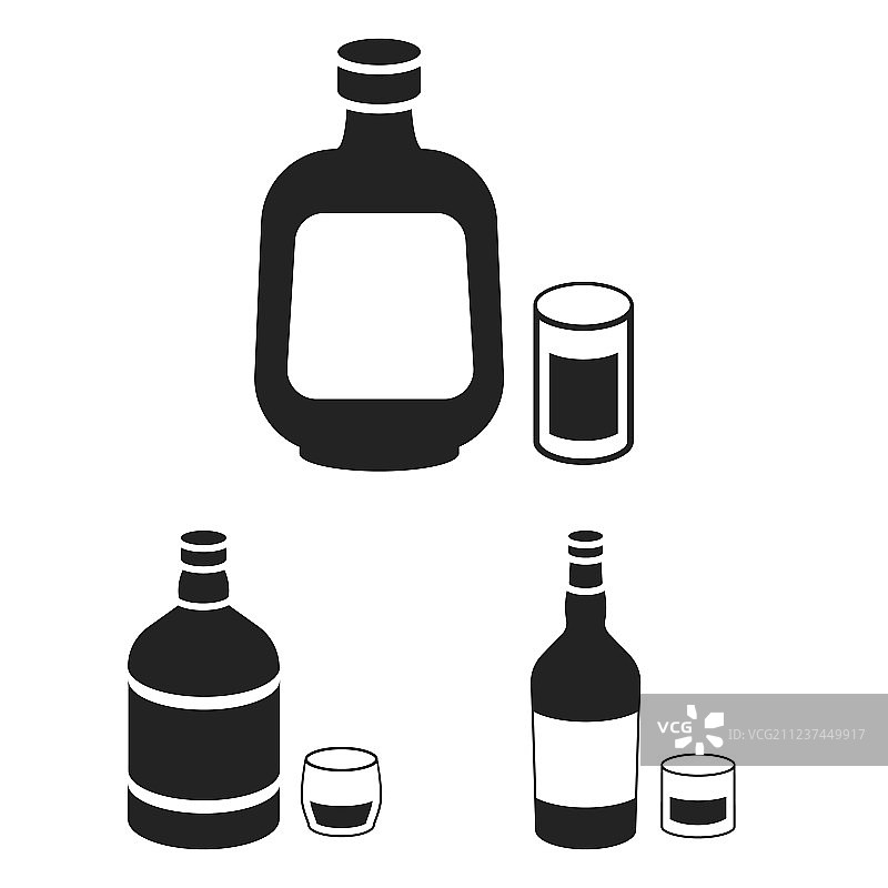 黑色酒精饮品图标合集图片素材