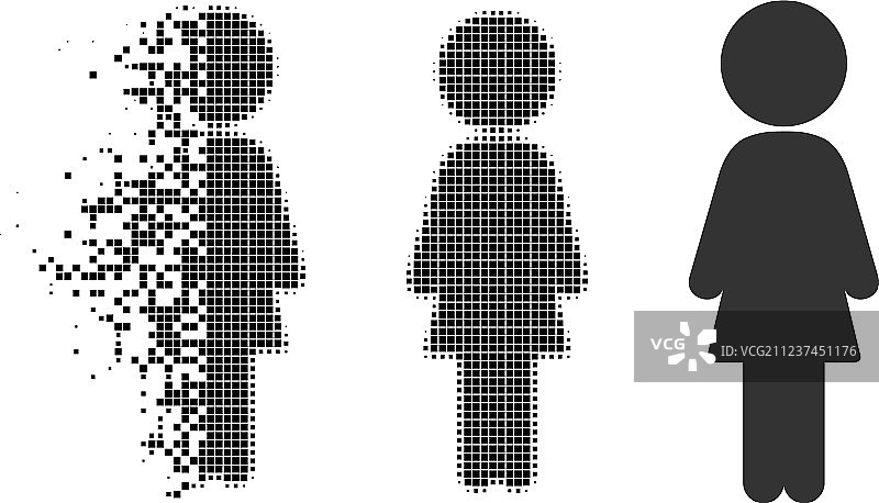 像素半色调站立女孩图标图片素材
