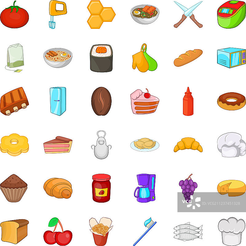 卡通风格食物图标集图片素材