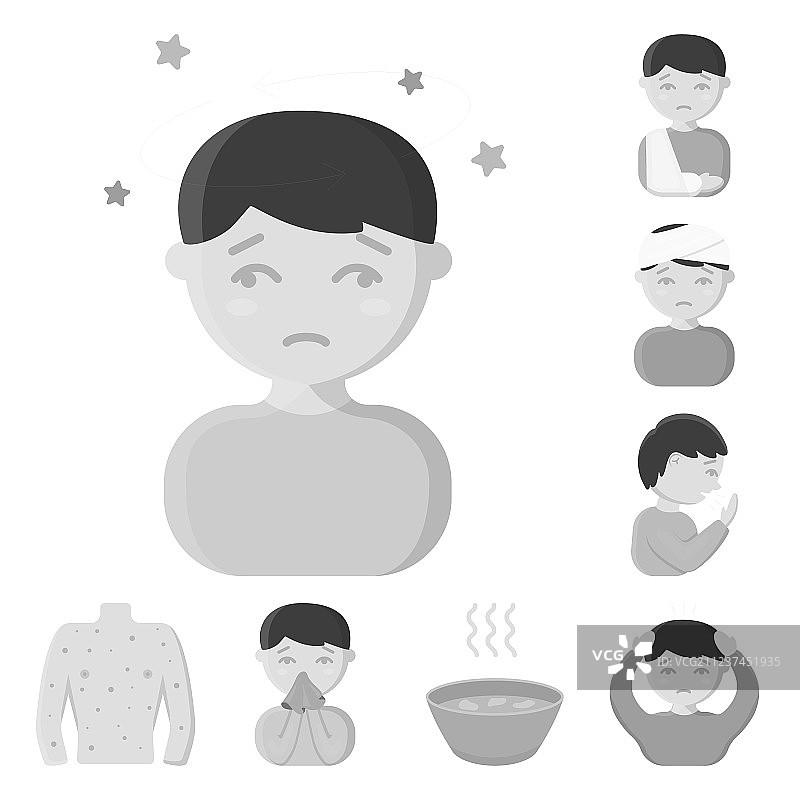 生病的人单色图标集图片素材