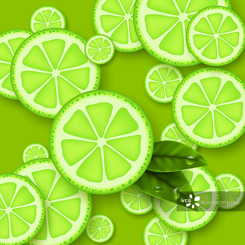 青柠色背景与青柠切片图片素材