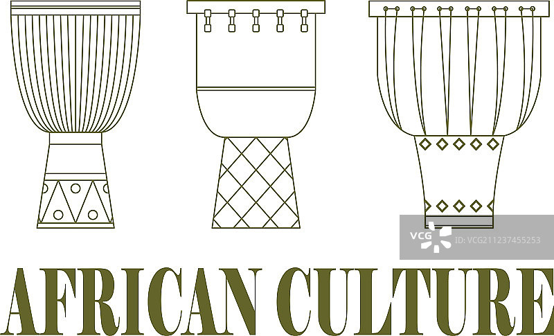 三个传统非洲鼓图片素材