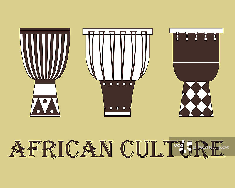 三个传统非洲鼓图片素材