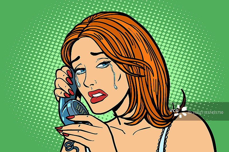 悲伤的女人在打电话图片素材