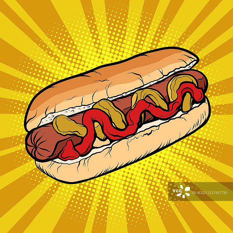 番茄酱和芥末热狗肠图片素材