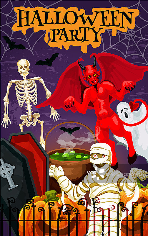 秋夜派对万圣节怪物banner图片素材