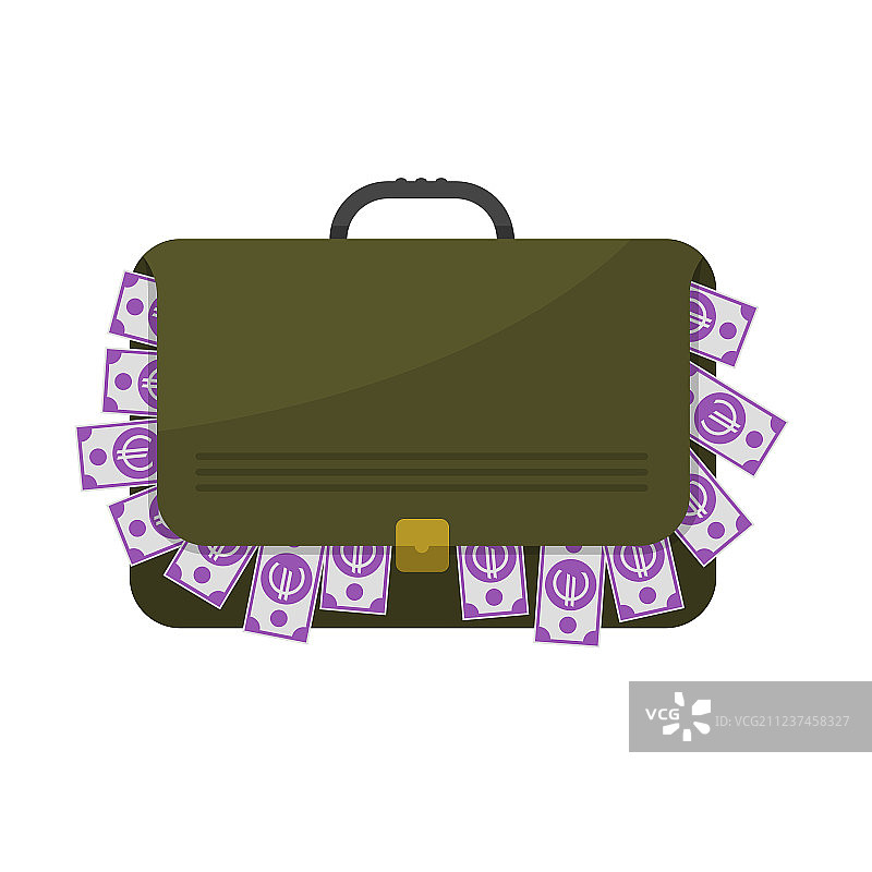 装有欧元纸币的旅行箱图片素材