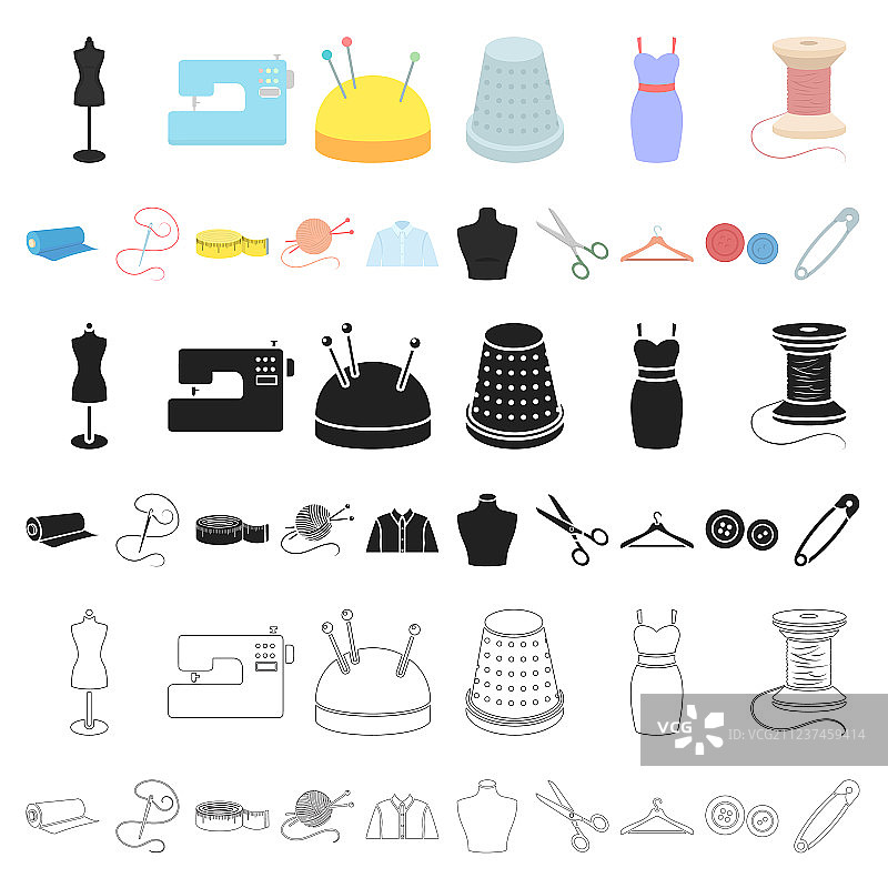 工作室和缝纫卡通图标合集图片素材