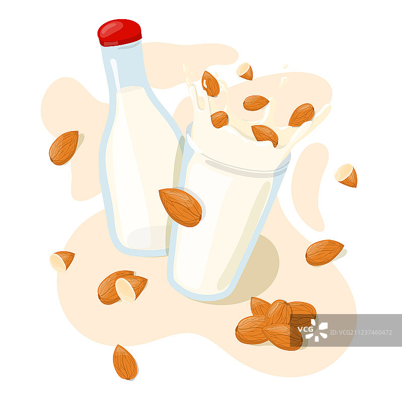 瓶装自制杏仁奶图片素材