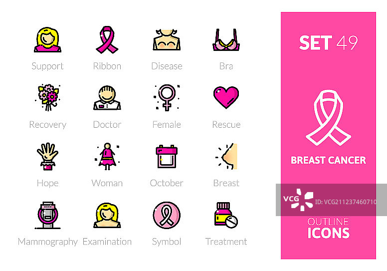 现代细线风格彩色轮廓图标图片素材