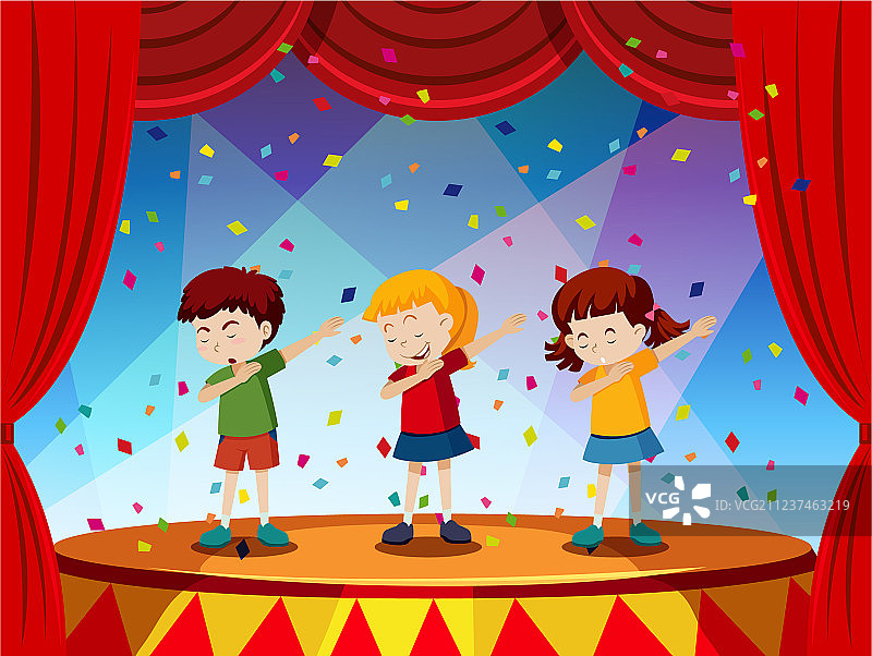 一群儿童在舞台上表演图片素材