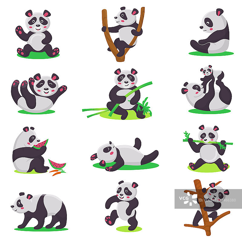 熊猫幼崽：小熊猫卡通形象图片素材
