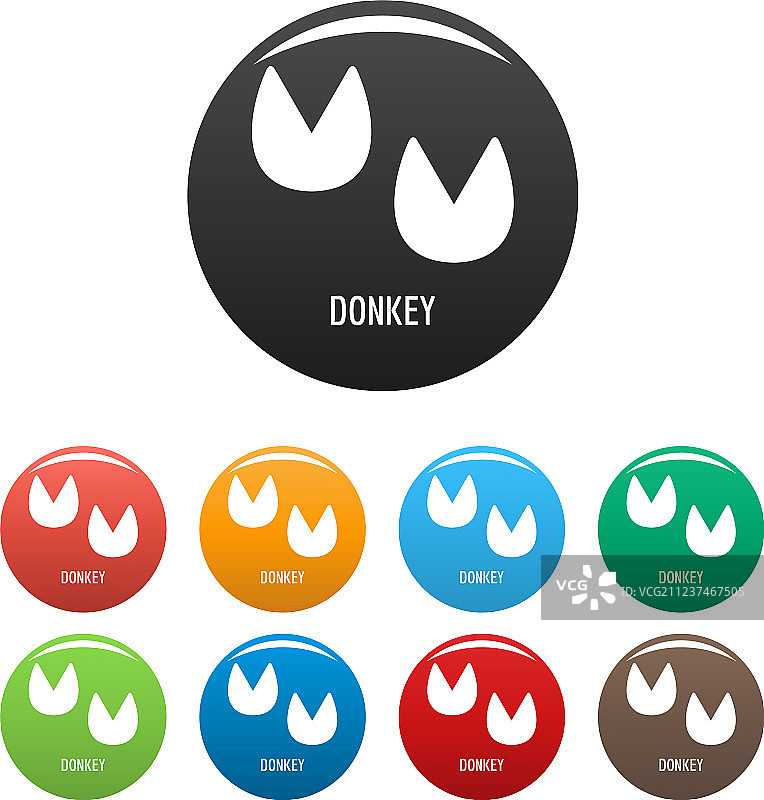 驴脚印图标彩色合集图片素材