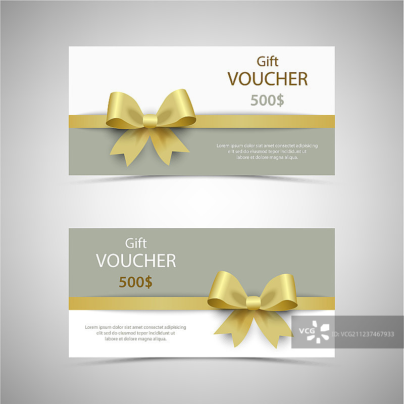 金色蝴蝶结礼品券模板图片素材