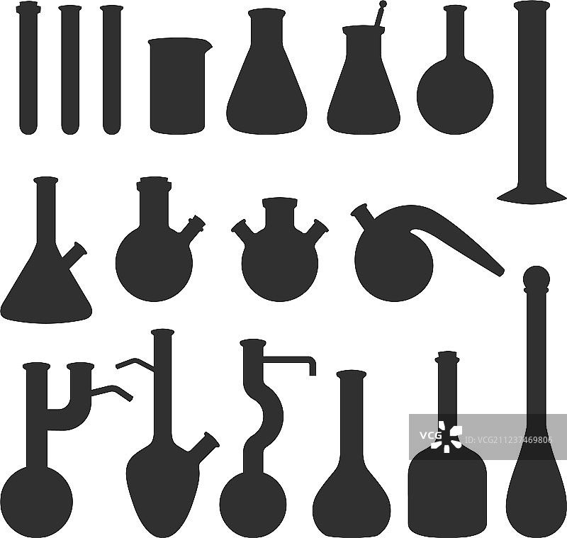 化学烧瓶实验室剪影图片素材