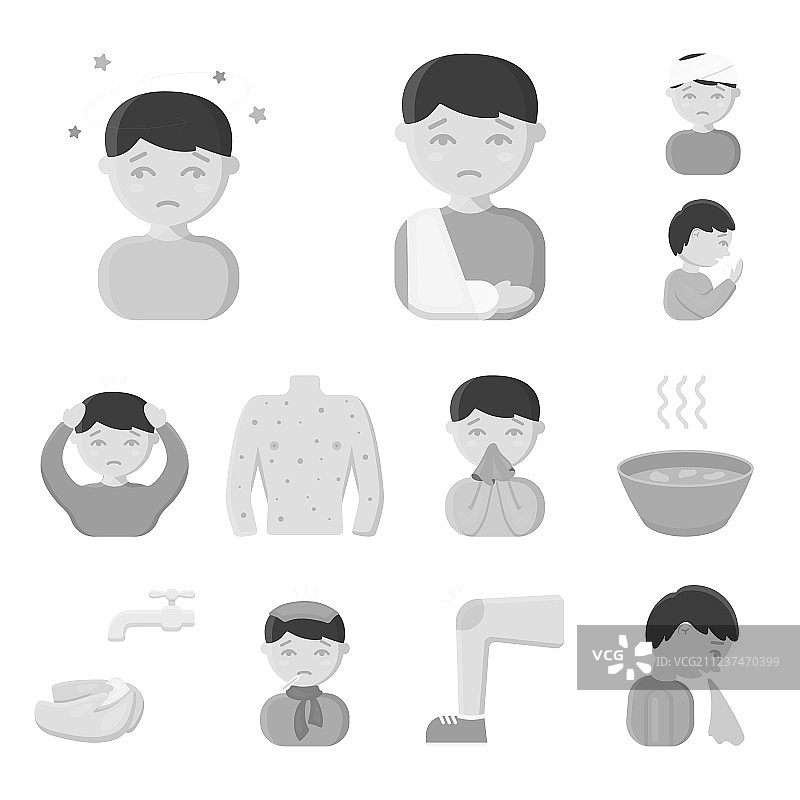 生病的人单色图标集图片素材
