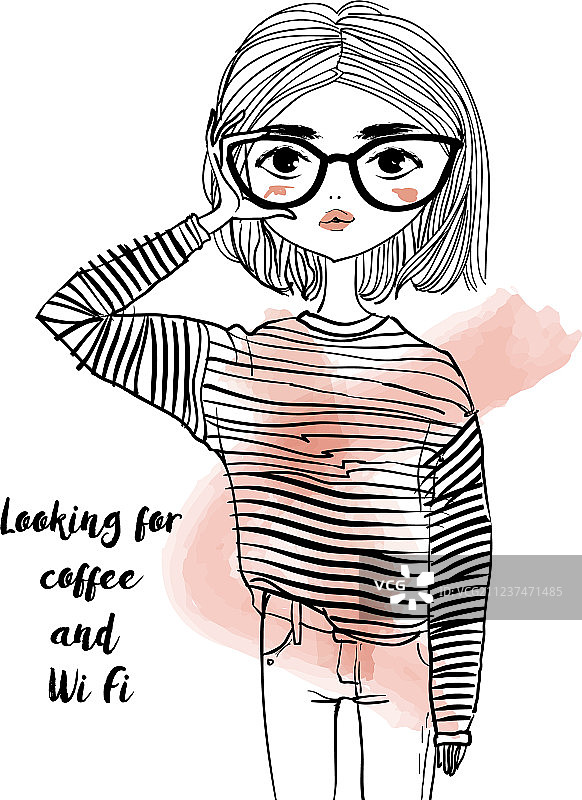 可爱的卡通女孩图片素材