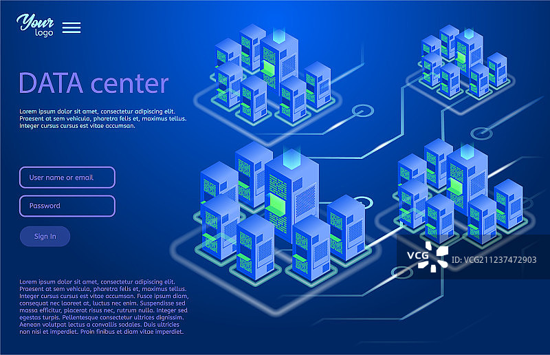 数据中心设计概念2.5D图图片素材