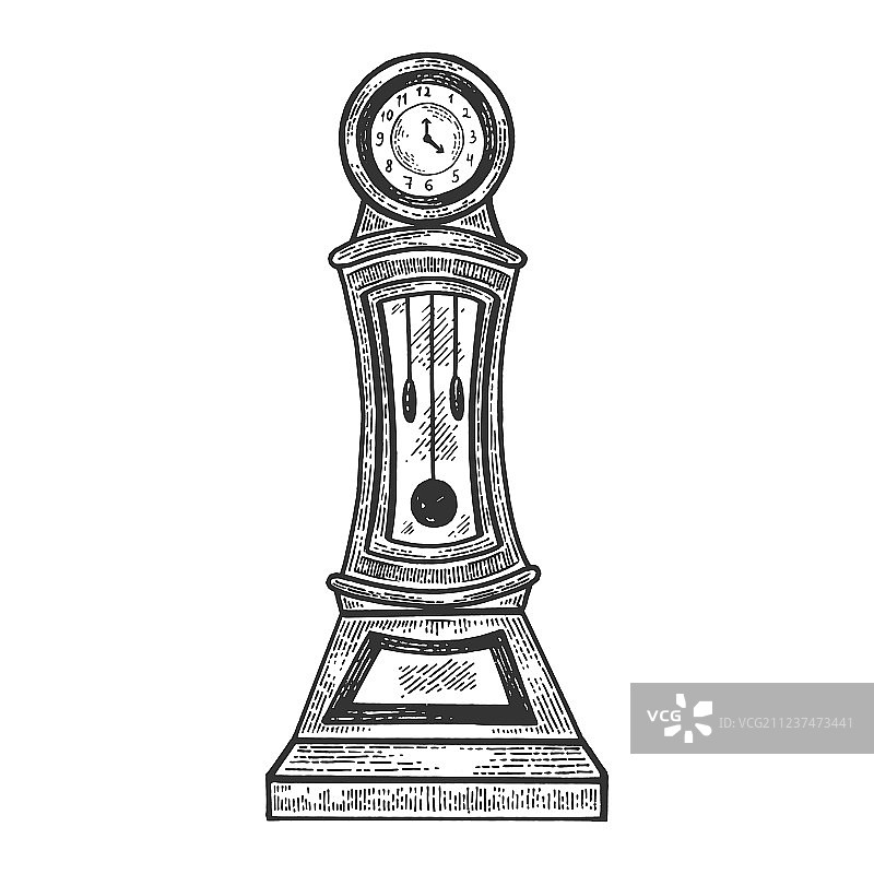 老式落地钟复古草图图片素材