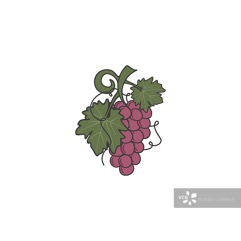 可爱的扁平风格红色葡萄图标设计图片素材