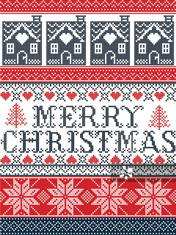 圣诞节斯堪的纳维亚风格面料无缝图案图片素材