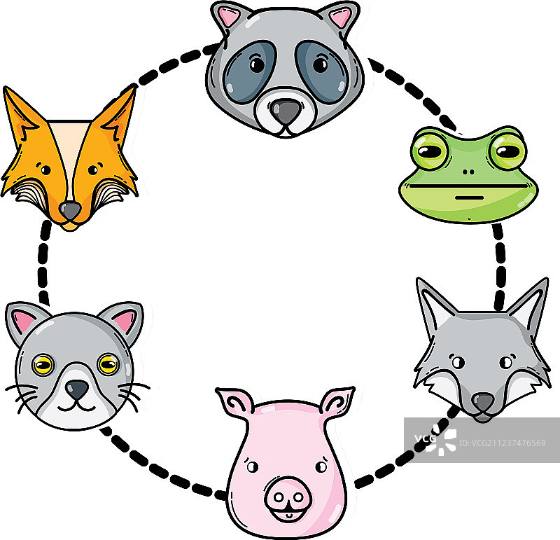 一组可爱的野生动物头像设计图片素材