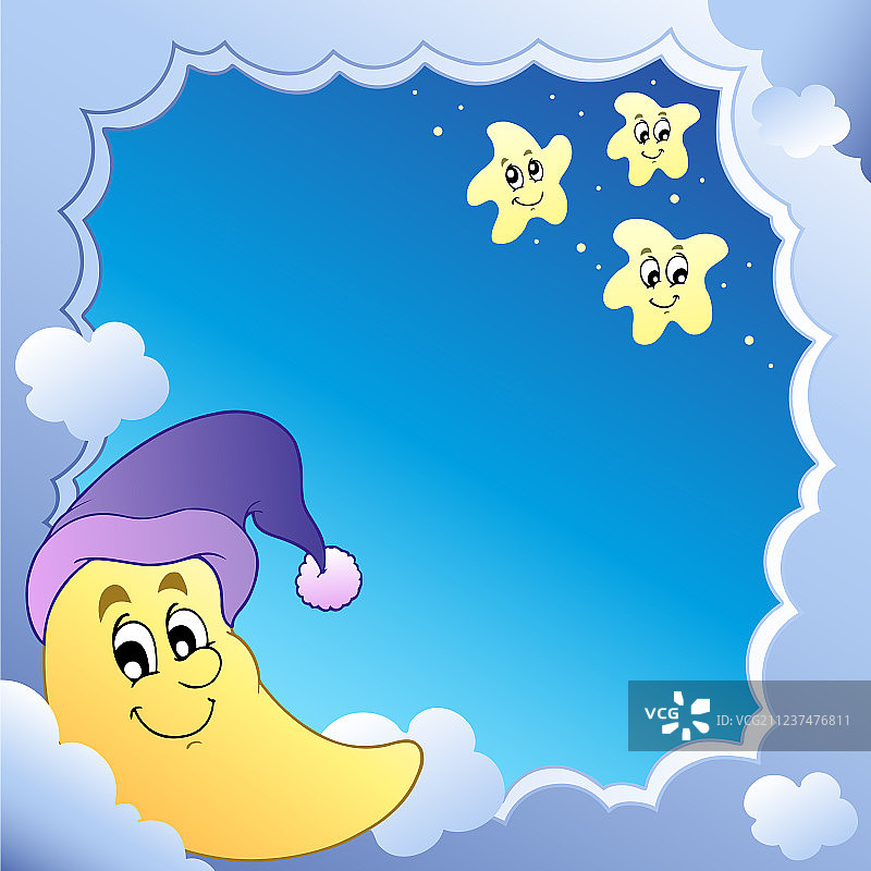 带月亮的阴天边框1图片素材