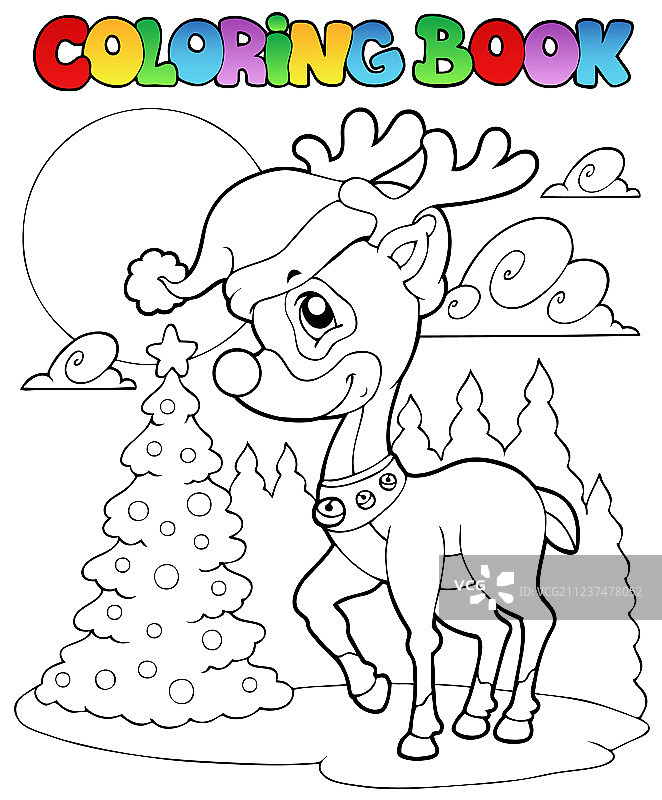 圣诞驯鹿涂色书1图片素材