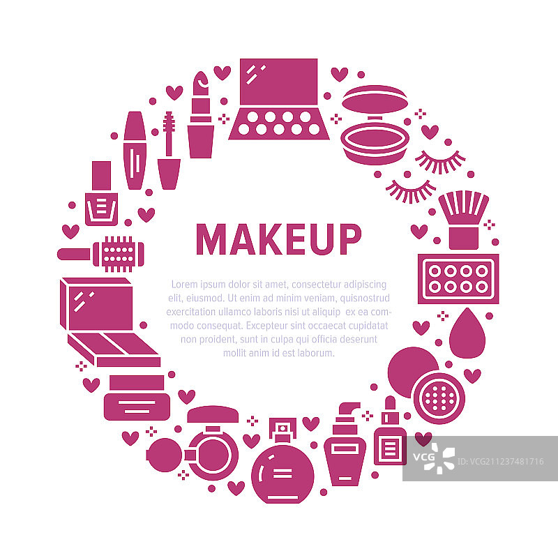 化妆美容护理红色圆形海报图片素材