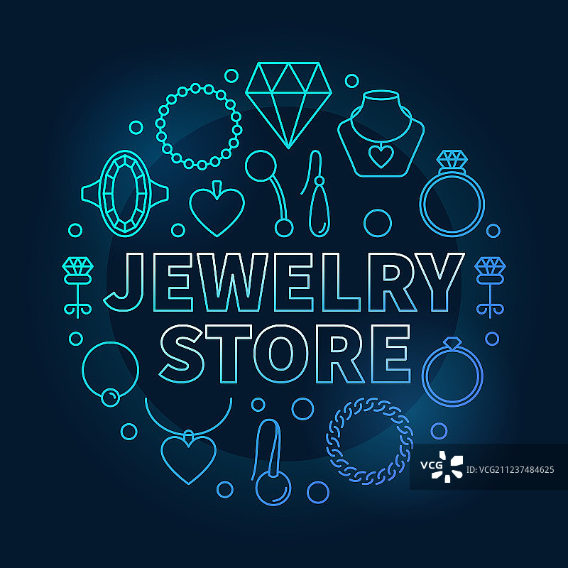 蓝色圆形珠宝店图片素材