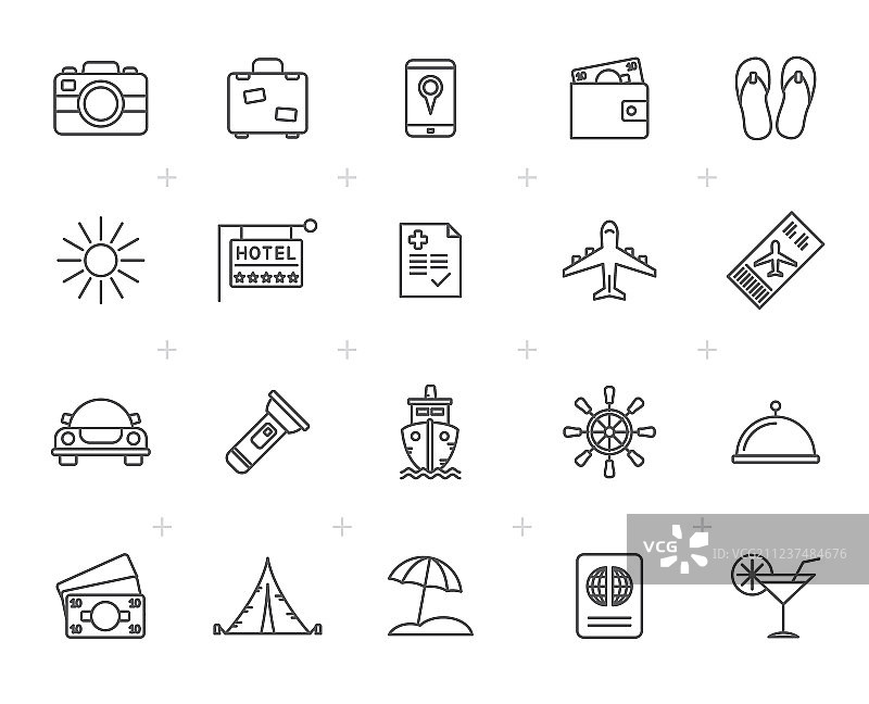 线性旅行旅游图标图片素材