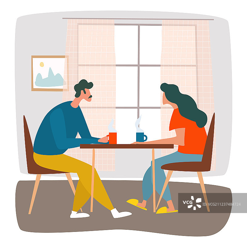 男人和女人喝着热饮，共度时光图片素材