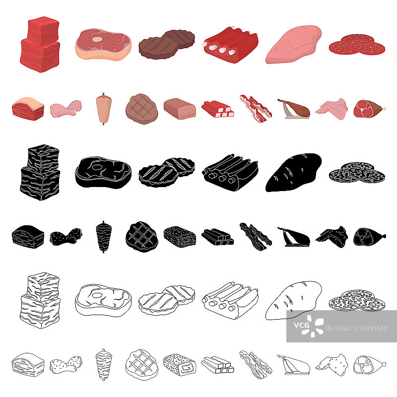 各种肉类卡通图标合集图片素材