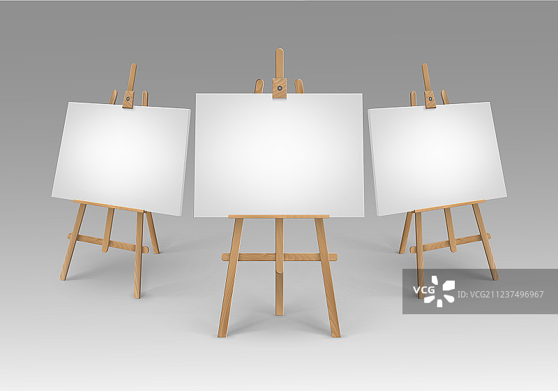 带样机的棕色赭色木制画架合集图片素材