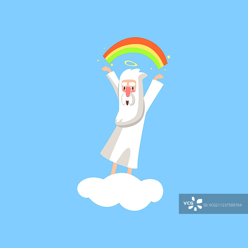 白云上行动的创意卡通人物图片素材