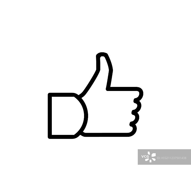 白色背景上的黑色点赞图标图片素材