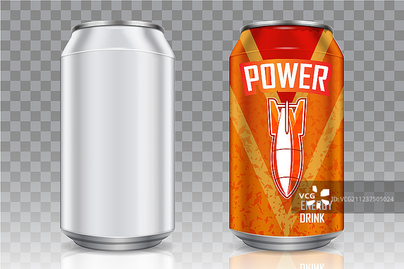 逼真铝制饮料罐样机套装图片素材