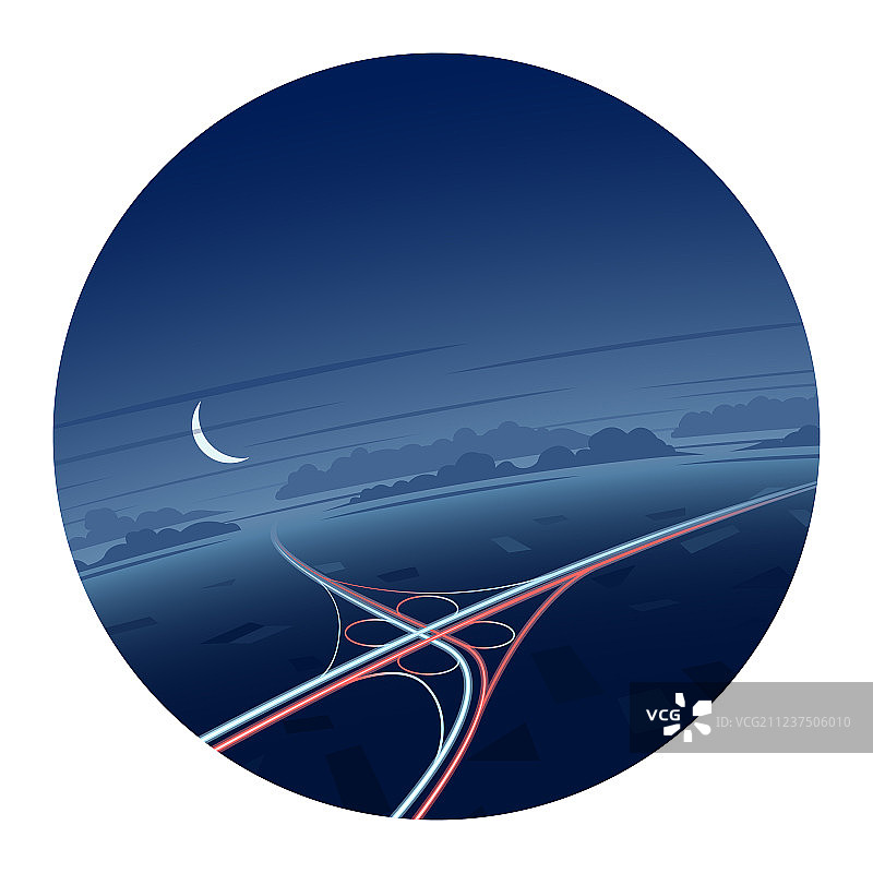 夜间交通道路圆形图标图片素材