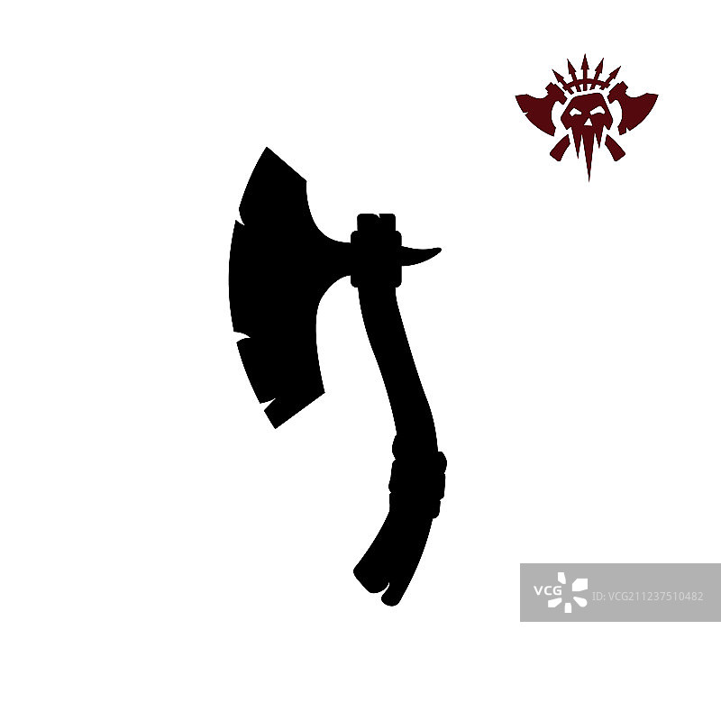 黑色野蛮斧头轮廓图片素材