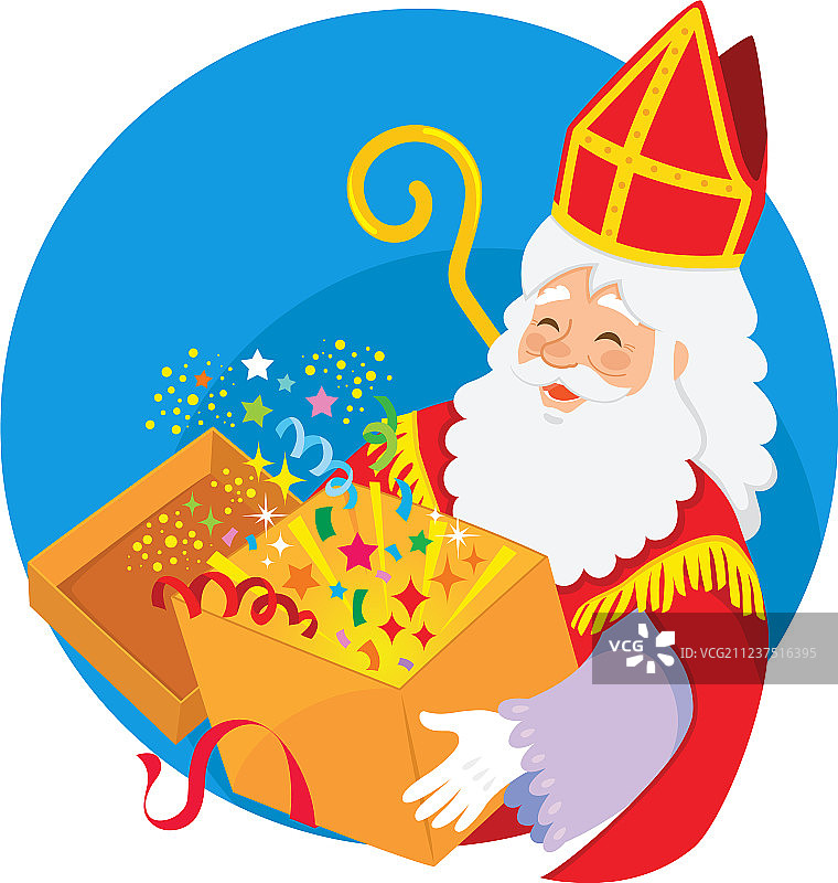 森特克拉斯拿着惊喜盒子图片素材