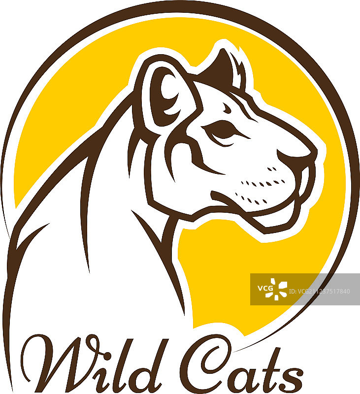美洲狮吉祥物剪影，野猫黑豹标志图片素材