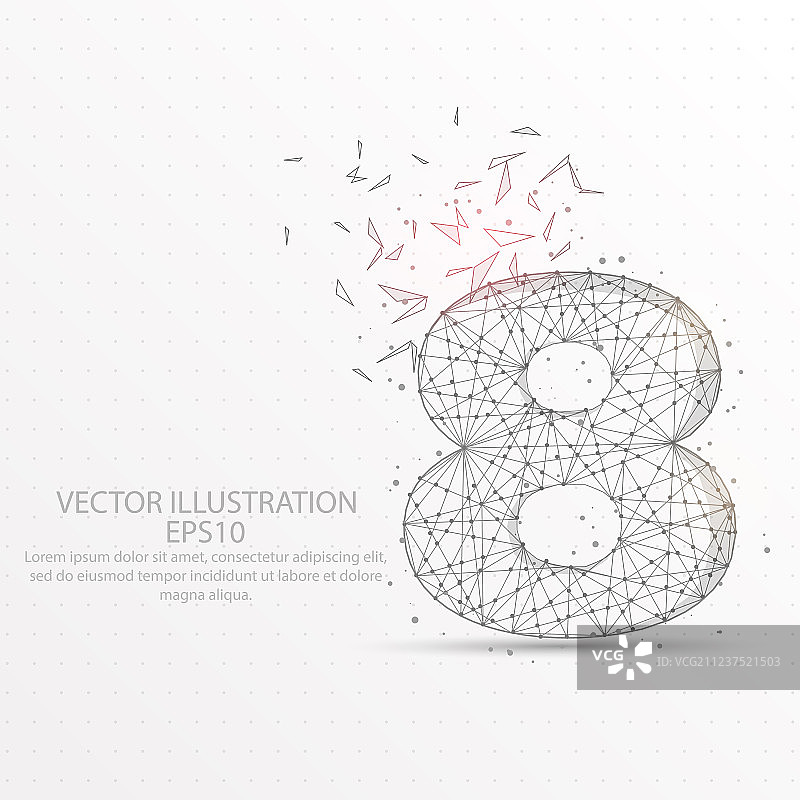 星空或太空低多边形线框数字8图片素材
