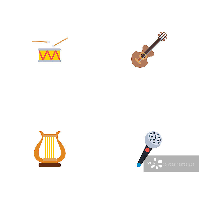 扁平风格音乐图标，含鼓图片素材