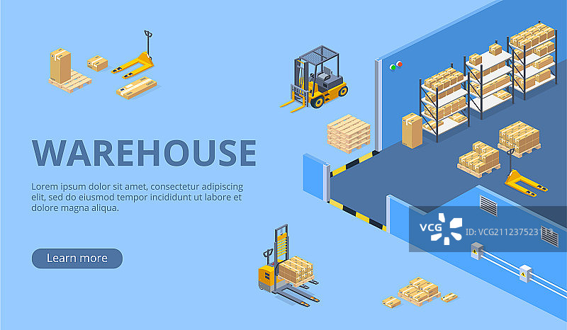 大型仓库2.5D网页模板图片素材