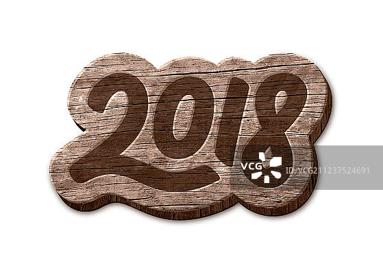 2018新年快乐木质徽章元素图片素材