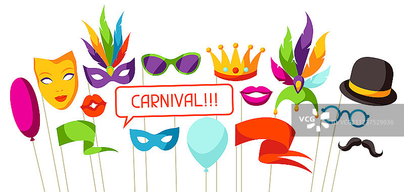 狂欢节主题拍照亭道具配件图片素材