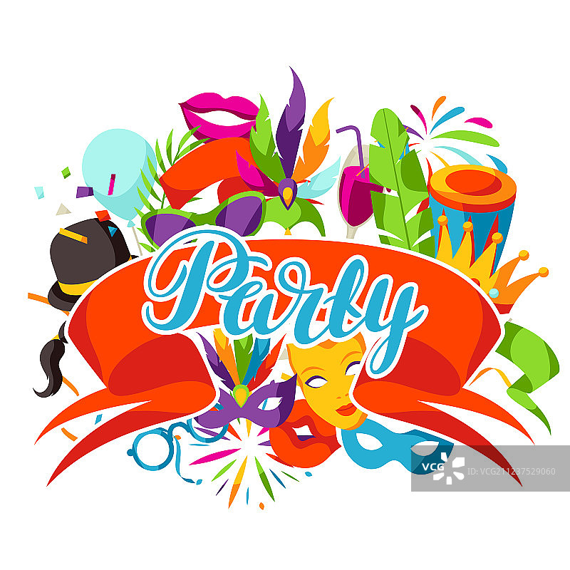 狂欢节派对背景与庆祝图标图片素材