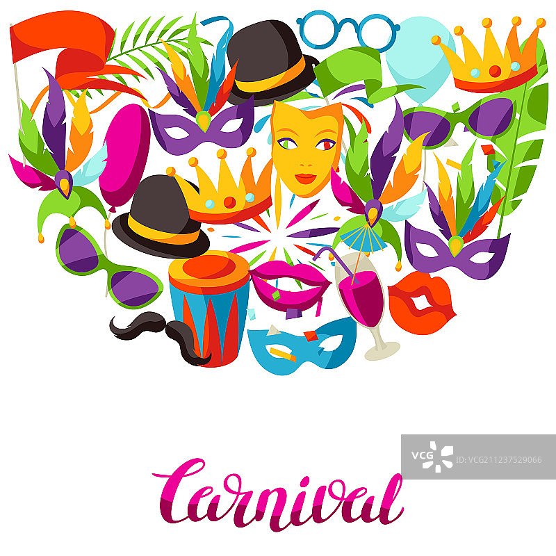 狂欢节派对背景与庆祝图标图片素材