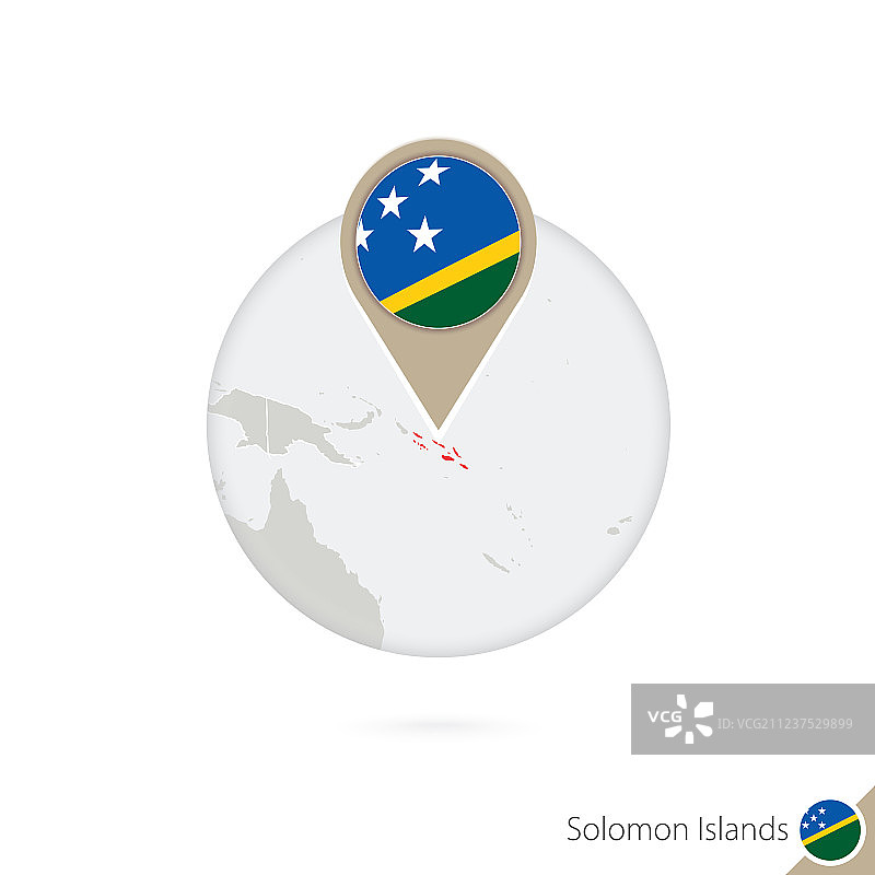 所罗门群岛地图和圆形旗帜图片素材