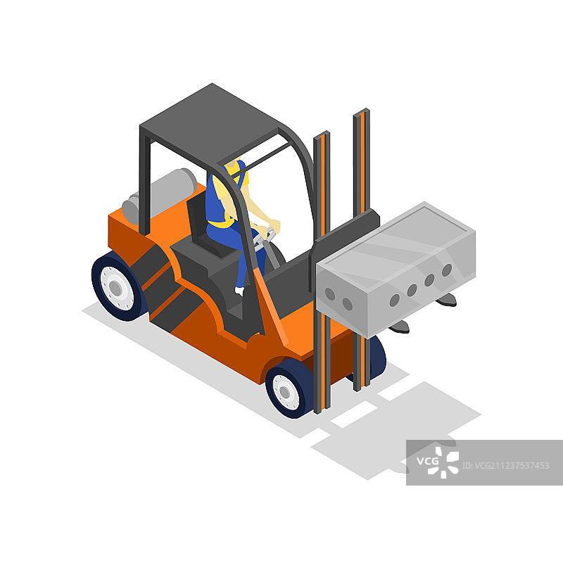 叉车装载煤渣砖2.5D图标图片素材